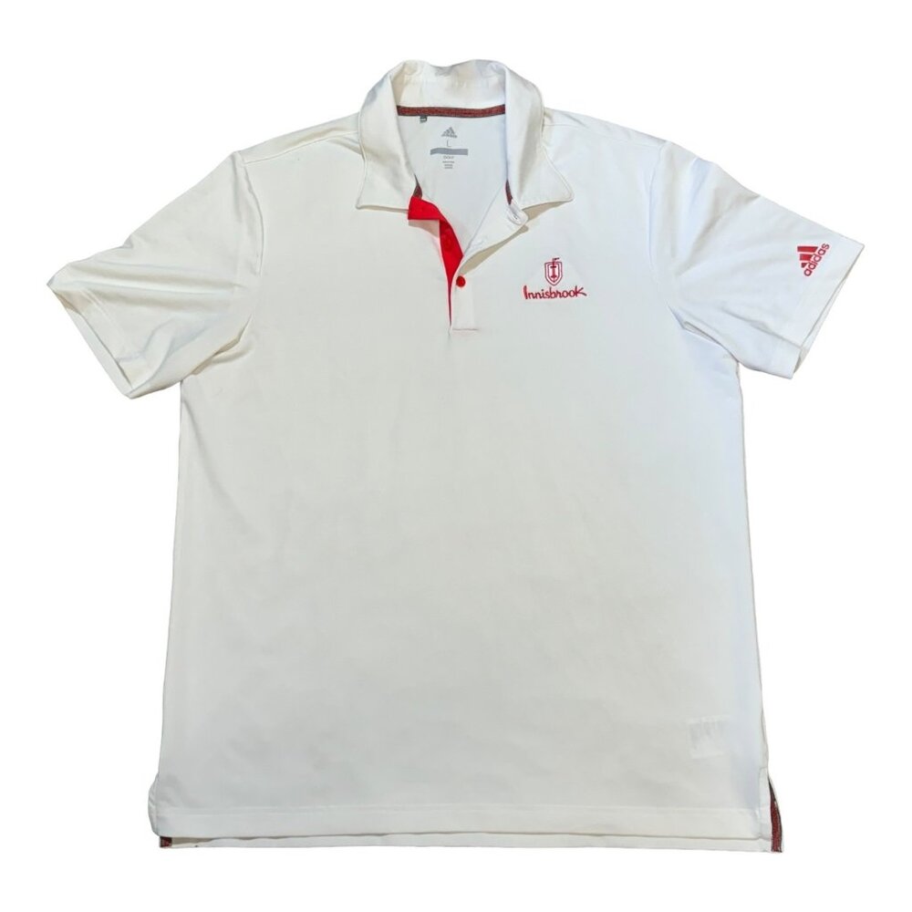 Adidas Golf Polo Shirt Innisbrook Golf Course White Red Logo Men's L Sport